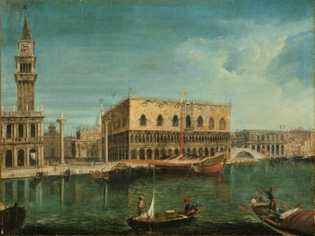 View full screen - View 1 of Lot 57. Venice, a view of the Molo from the Bacino di San Marco, with the Palazzo Ducale and the Bucentaur.