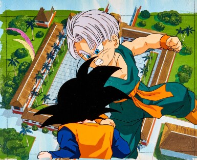 View full screen - View 1 of Lot 36. Trunks vs Goten at World Tournament (Episode 211-212) Animation Cels with Dougas and Hand-painted Original Background | 世界錦標賽中杜拉格斯對戰孫悟天(第211-212集)賽璐璐,附線稿及手繪原裝背景.
