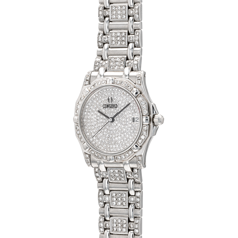 View full screen - View 1 of Lot 459. Concord | Montre bracelet de dame acier et diamants | Lady's steel and diamond bracelet watch.