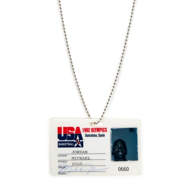 View full screen - View 1 of Lot 106. Michael Jordan Team USA 1992 Olympics ‘Dream Team’ USA Basketball ID Badge | Signed by Michael Jordan.