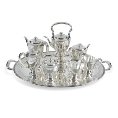View full screen - View 1 of Lot 191. An American Silver Seven-Piece Tea and Coffee Set with Matching Tray, Tiffany & Co., New York, Circa 1910.