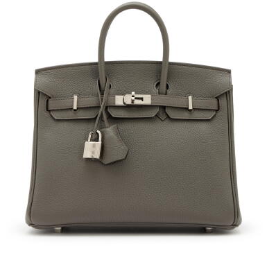 View full screen - View 1 of Lot 93. Gris Etain Togo Birkin 25 Palladium Hardware, 2022.