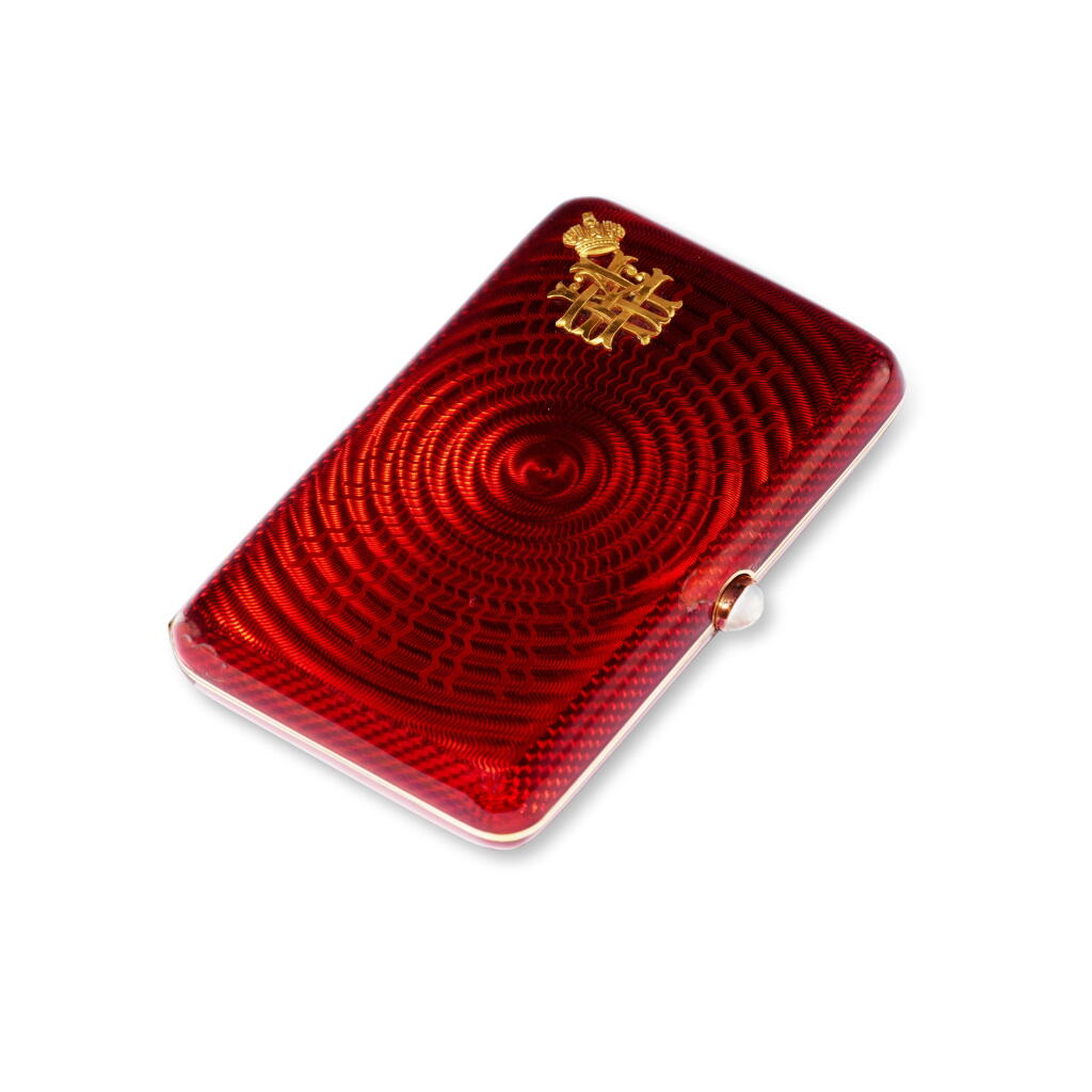 View full screen - View 1 of Lot 93. Grand Duke Mikhail Mikhailovich: A Gem-Set Gold-Mounted Guilloché Enamel Imperial Presentation Cigarette Case, Carl Blank, St Petersburg, Circa 1890.