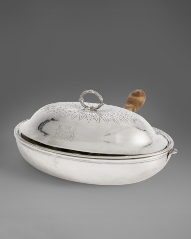View full screen - View 1 of Lot 662. A George III Silver Serving Dish, Cover and Warming Pan from the Camden Dinner Service, Paul Storr, London, 1794.