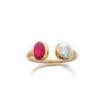 Ruby and diamond ring, circa 1892