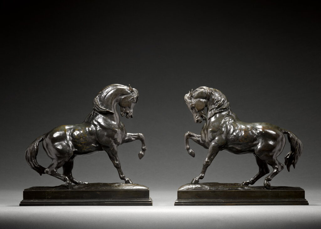 View full screen - View 1 of Lot 13. Pair of Chevaux Turcs No.2 (antérieur droit levé, antérieur gauche levé, terrasse carrée) (Turkish Horses No.2).