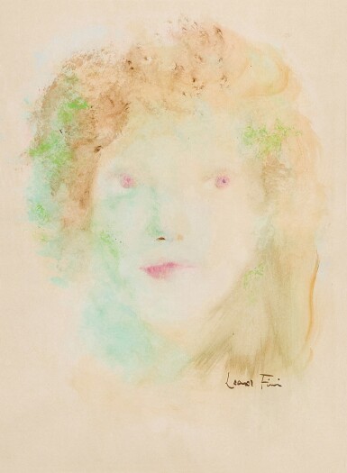 View full screen - View 1 of Lot 48. Visage bleu et vert.