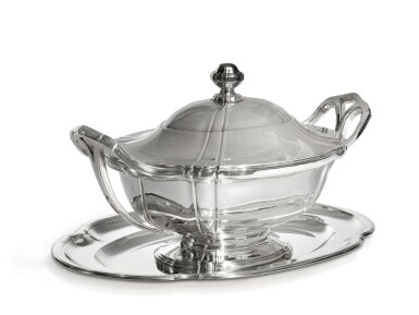View full screen - View 1 of Lot 72. A French Silver Soup Tureen, Cover, And Stand, Gustave Keller, Paris, Circa 1900.