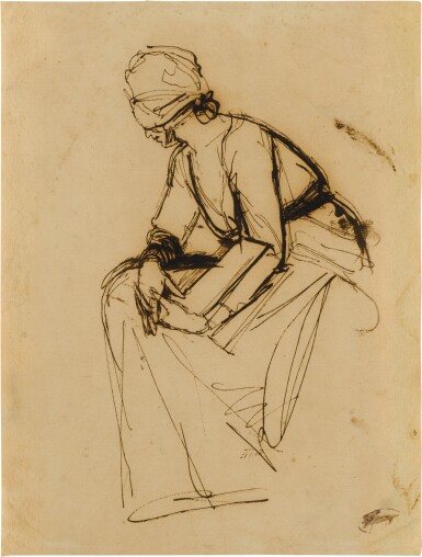 View full screen - View 1 of Lot 138. Two studies of a seated women: A) Study of a seated woman, observed from her left side B) Study of a seated woman, her right arm raised.