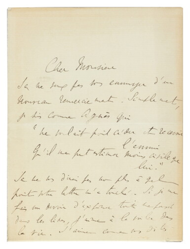 View full screen - View 1 of Lot 159. Lettre à Boylesve. Janv. 1914. Le remercie des compliments pour Swann..