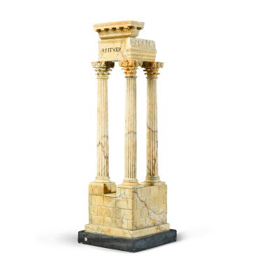 View full screen - View 1 of Lot 45. An Italian giallo antico model of the Temple of Vespasian and Titus, 19th century.