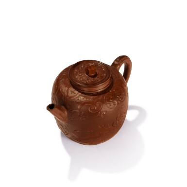 View full screen - View 1 of Lot 41. A Very Rare Böttger Stoneware Polished and Engraved Teapot and Cover, Circa 1710-13.