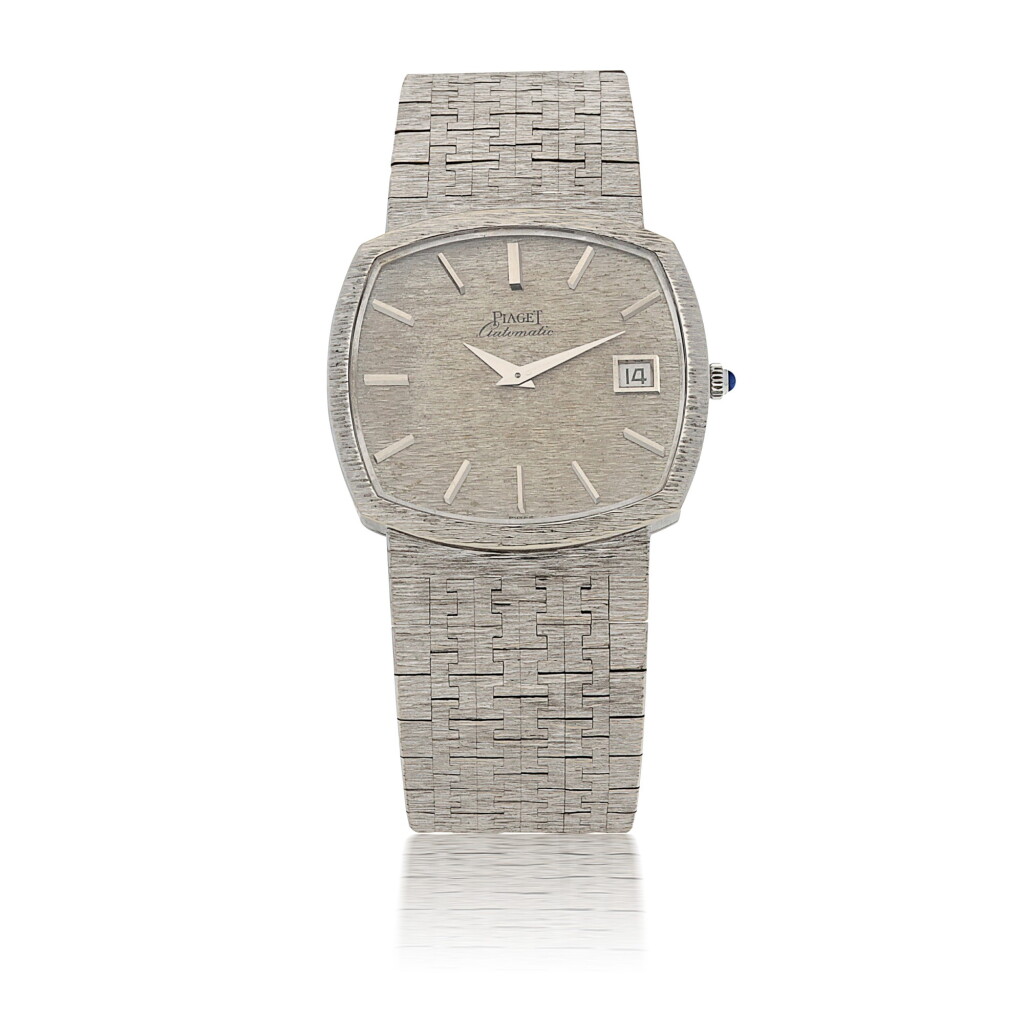 View full screen - View 1 of Lot 114. PIAGET | REF 13406A6 WHITE GOLD BRACELET WATCH WITH DATE CIRCA 1975.