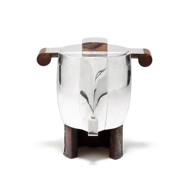 View full screen - View 1 of Lot 24. A silver and ebony hot-water fountain, Jean E. Puiforcat, Paris, circa 1935 | Fontaine à eau chaude en argent et ébène de Macassar et du Gabon par Jean E. Puiforcat, Paris, vers 1935.