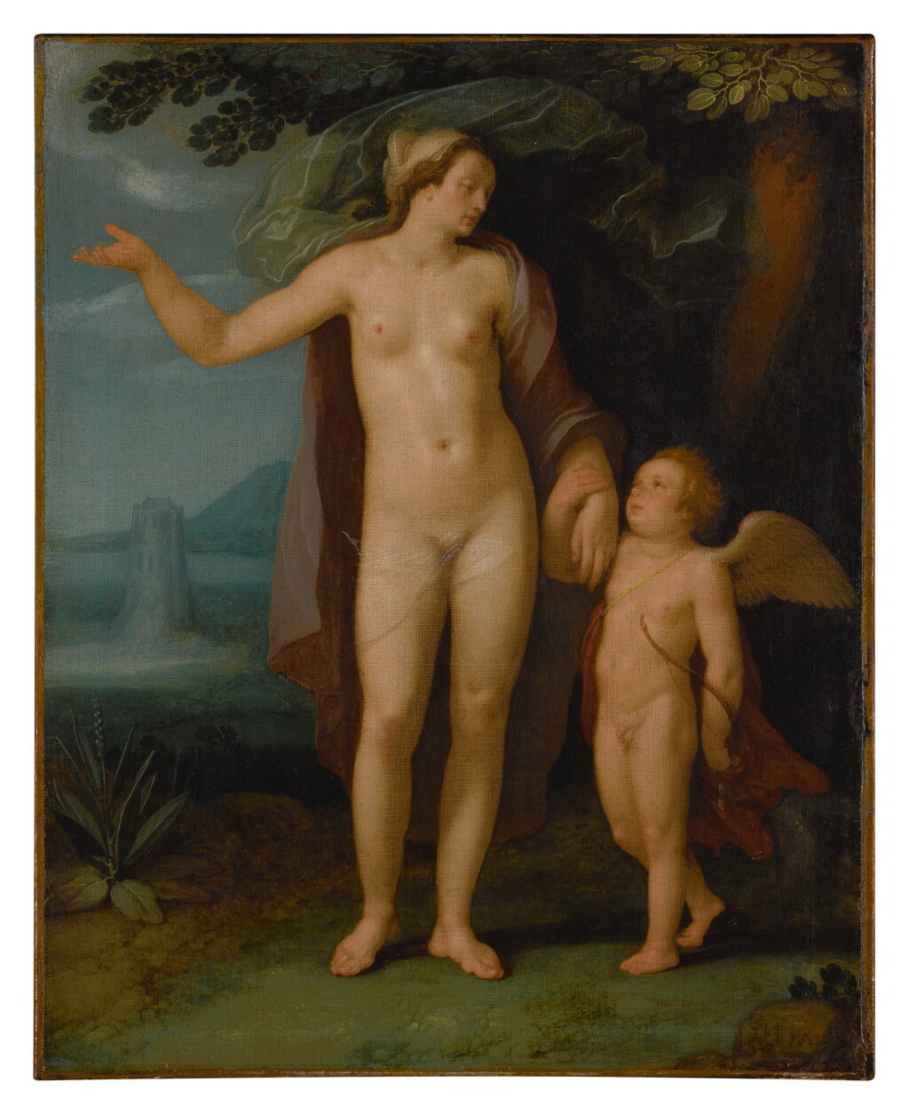 View full screen - View 1 of Lot 544. Venus and Cupid in a landscape.