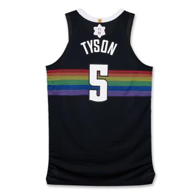 View full screen - View 1 of Lot 35. Hunter Tyson ‘Christmas Day’ Denver Nuggets 2025-2026 Game Issued City Edition Jersey.