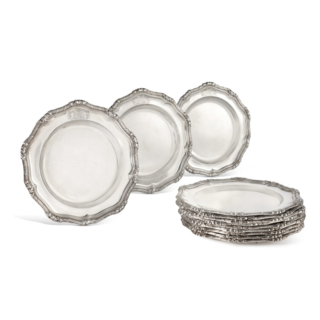 View full screen - View 1 of Lot 378. A Set of Twelve George III Silver Dinner Plates, Digby Scott & Benjamin Smith, London, 1806.