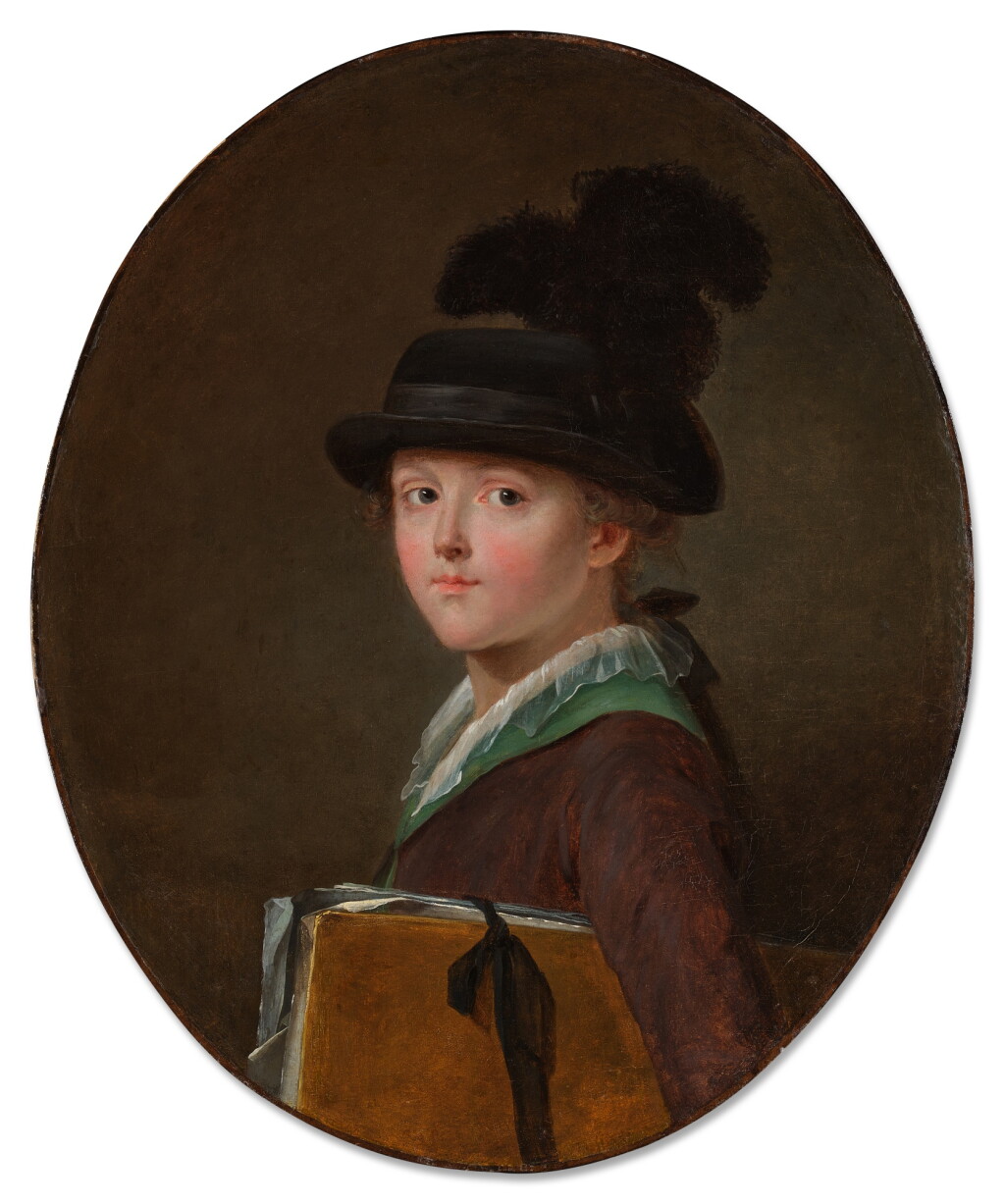 View full screen - View 1 of Lot 560. Portrait of a young boy with a drawings portfolio.