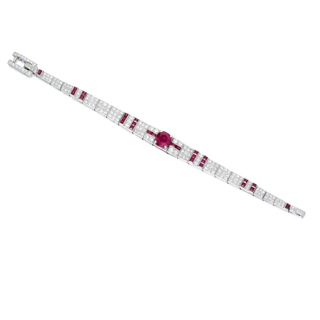 View full screen - View 1 of Lot 67. Cartier | Ruby and Diamond Bracelet.