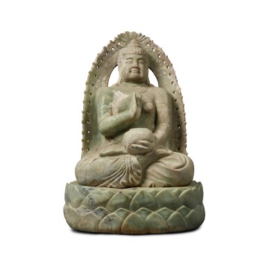 View full screen - View 1 of Lot 67. A carved stone figure of Buddha.