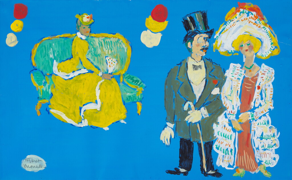 View full screen - View 1 of Lot 91. Personnages sur fond bleu.