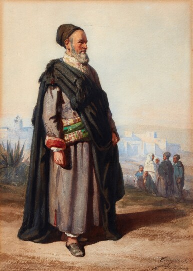 View full screen - View 1 of Lot 80. DELACROIX | "Vieil homme devant la ville de Tanger", watercolour, 1850.