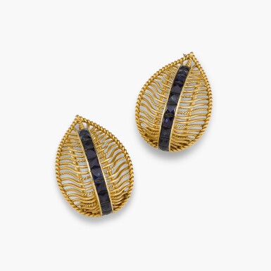 View full screen - View 1 of Lot 100. Sapphire Clip Brooches.