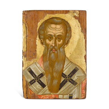 View full screen - View 1 of Lot 333. An icon of St Vlasios, Crete, circa 1600.