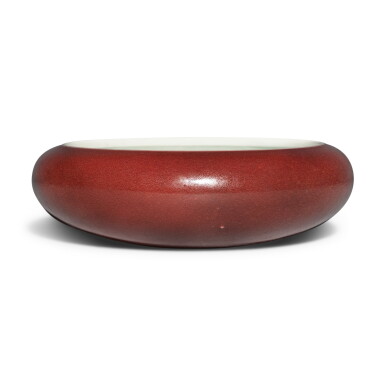 View full screen - View 1 of Lot 605. A copper-red-glazed washer, Qing dynasty, 19th century | 清十九世紀 紅釉洗.