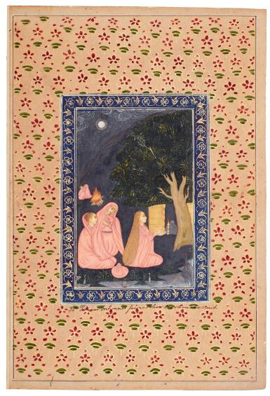 View full screen - View 1 of Lot 177. A folio from a Polier Album: Female ascetics praying at night, India, Provincial Mughal, Lucknow, circa 1760-80.