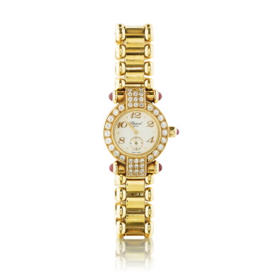 View full screen - View 1 of Lot 345. Chopard | Montre bracelet de dame or et diamants | Lady's gold and diamond bracelet watch.