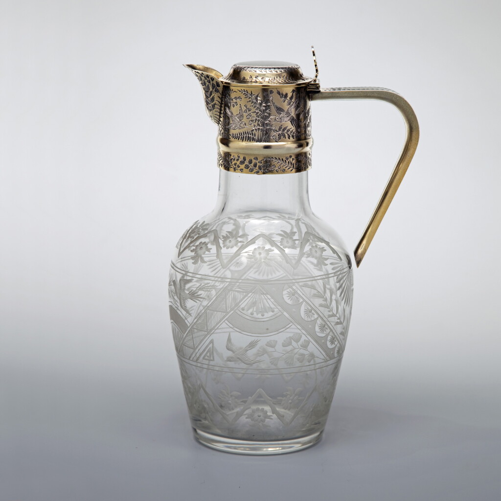 View full screen - View 1 of Lot 10. A VICTORIAN SILVER-GILT MOUNTED CLARET JUG | ALDWINKLE & SLATER, LONDON | 1885.