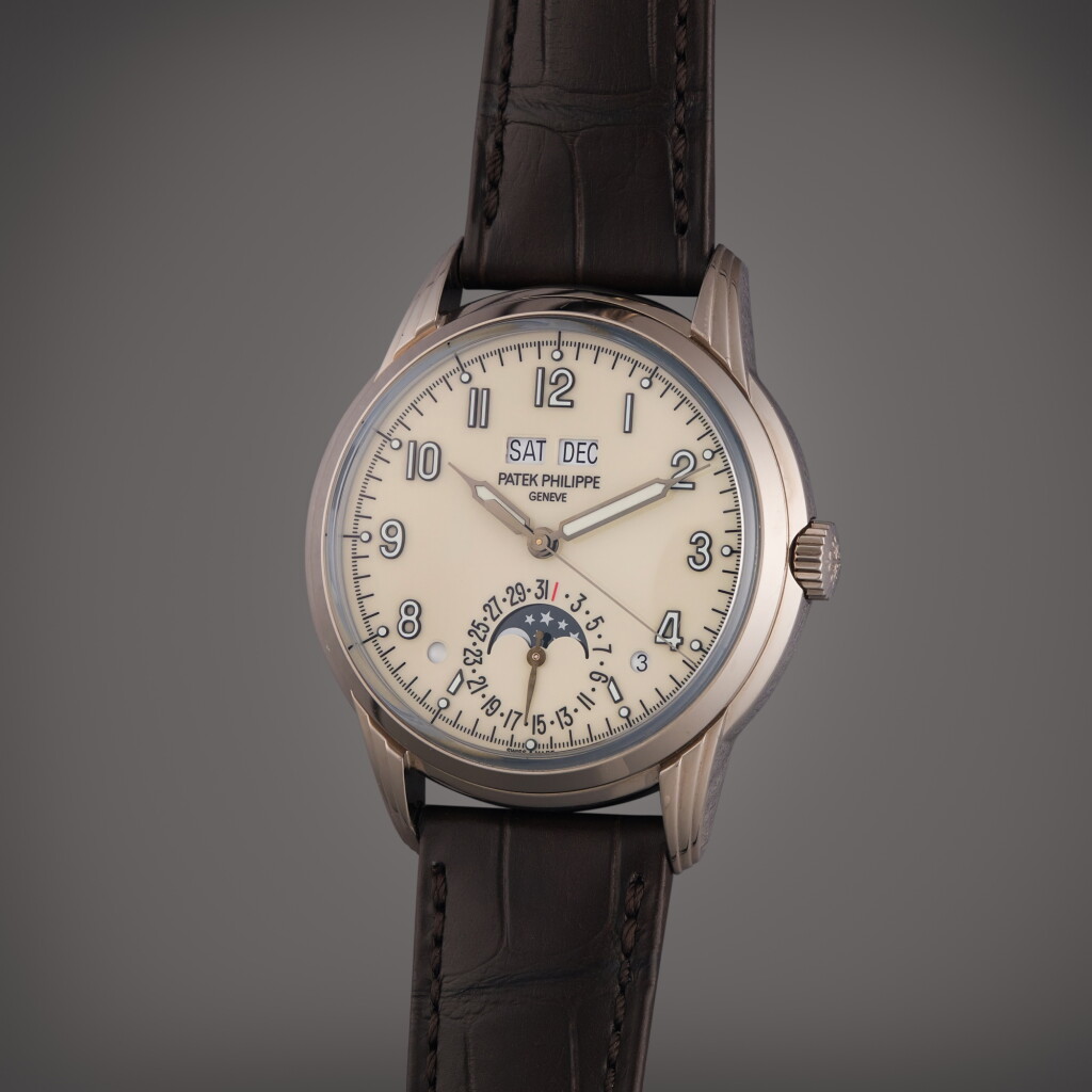 View full screen - View 1 of Lot 364. Reference 5320G-001 | A white gold automatic perpetual calendar wristwatch with moon phases, leap year, and day/night indication, Circa 2019.