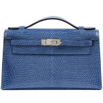 Bleu Saphir Shiny Niloticus Lizard Kelly Pochette Palladium Hardware, 2021