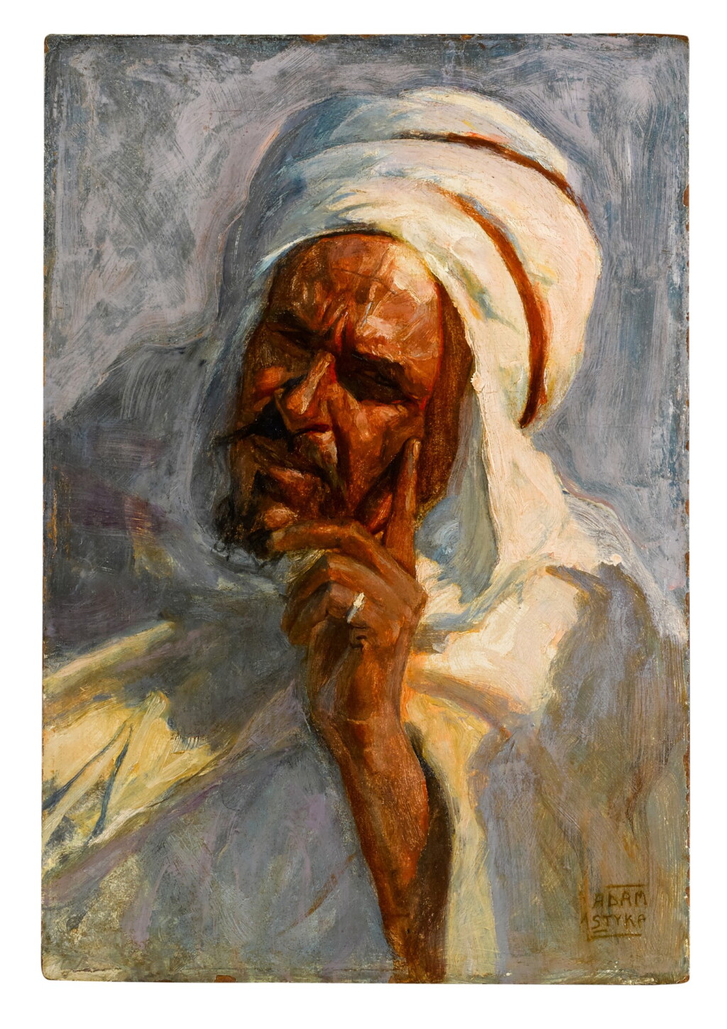 View full screen - View 1 of Lot 218. ADAM STYKA | MAN IN A WHITE TURBAN .