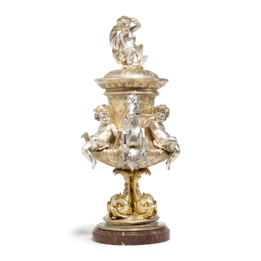 View full screen - View 1 of Lot 341. A Silvered and Gilt-Metal Large Cup and Cover, Circa 1860.
