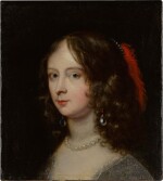 Portrait of a lady with a red feather in her hair