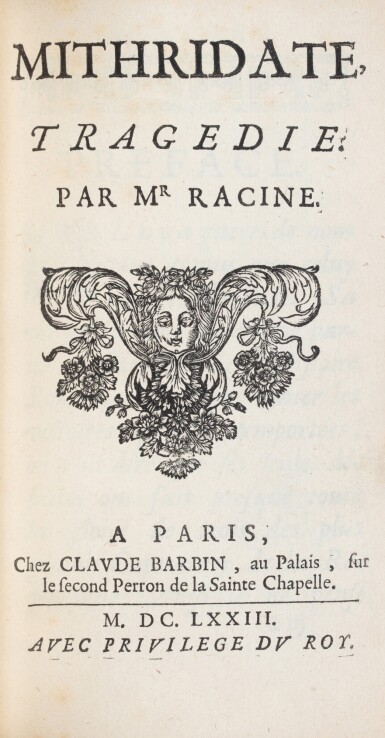View full screen - View 1 of Lot 69. Mithridate. Paris, 1673. In-12. Rel. de Trautz-Bauzonnet. Ed. originale. Ex. Léon Rattier.