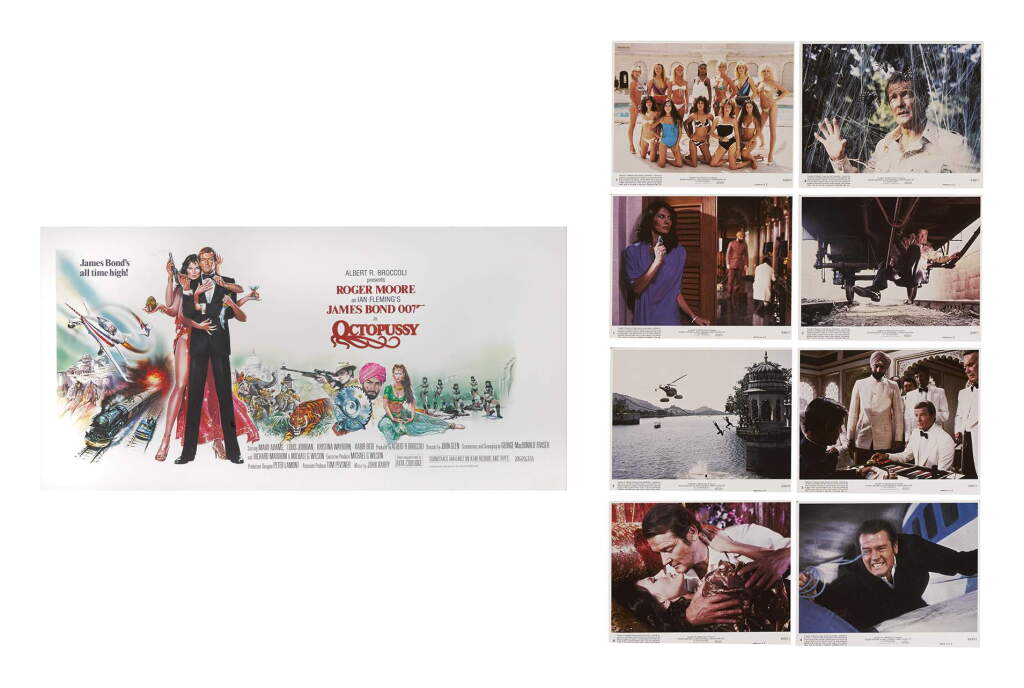 View full screen - View 1 of Lot 158. OCTOPUSSY (1983) POSTER, US, SPECIAL, WITH SET OF 8 MINI LOBBY CARDS, US .