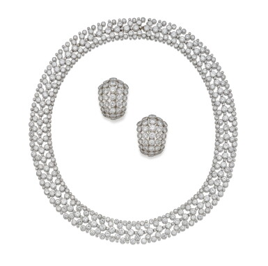 View full screen - View 1 of Lot 22. Diamond Necklace and Pair of Earclips.