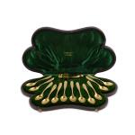 An American 18 Karat Gold Marquise Pattern Demitasse Set, Tiffany & Co., New York, Early 20th Century