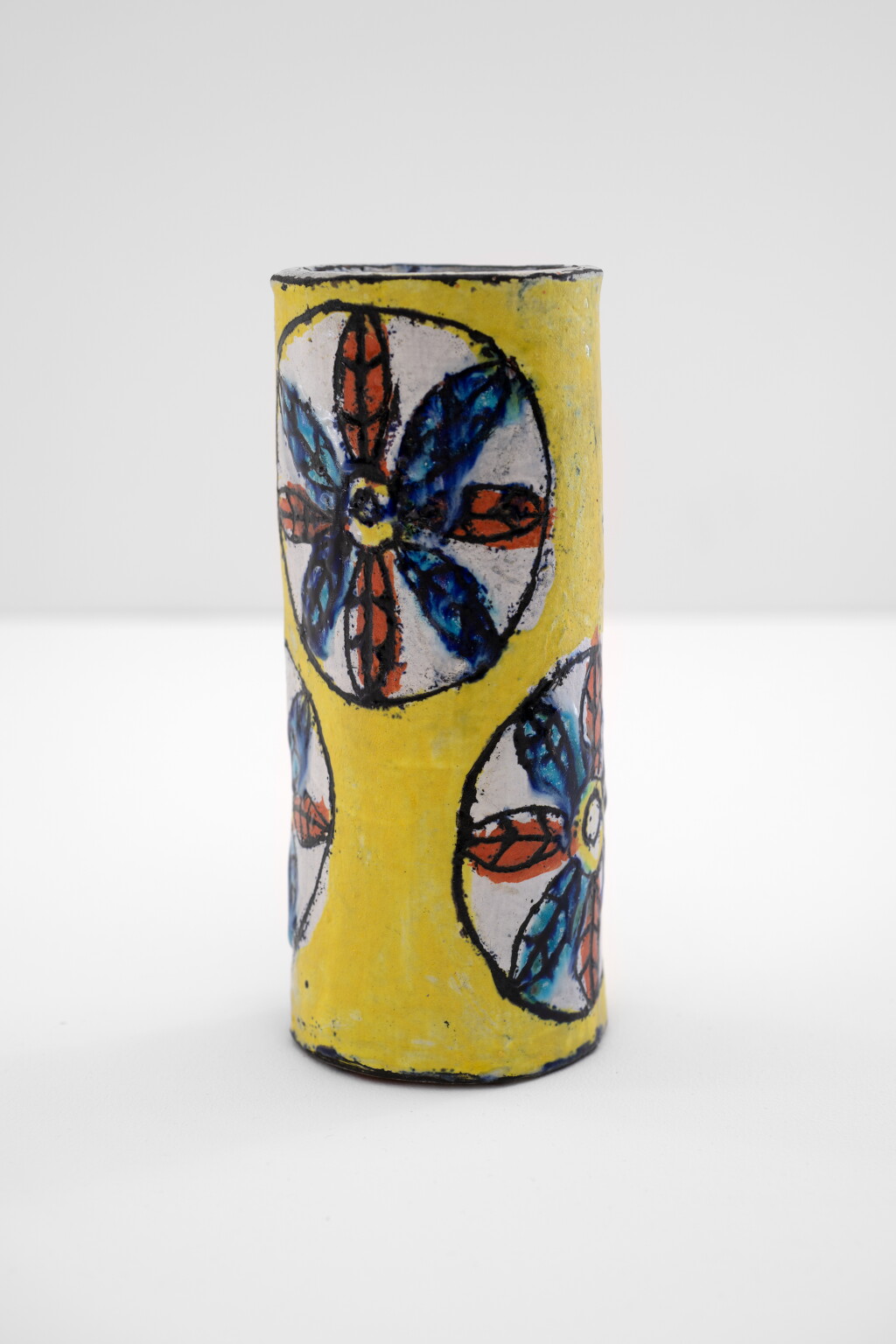 View full screen - View 1 of Lot 36. Cylinder with Egyptian Flowers on Yellow.