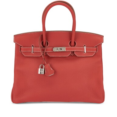 View full screen - View 1 of Lot 704. Limited Edition Sanguine and White Clémence Éclat Birkin 35 Palladium Hardware, 2011.