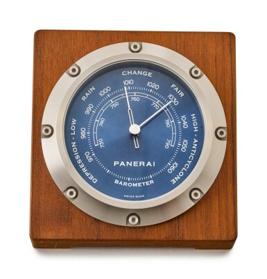 View full screen - View 1 of Lot 206. PANERAI | LUMINOR BAROMETER, REFERENCE PAM00257, A BRAND NEW STAINLESS STEEL AND TEAK WOOD BAROMETER, CIRCA 2012.