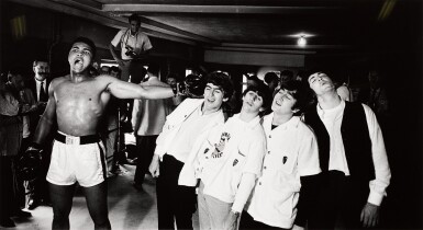 View full screen - View 1 of Lot 27. CHRIS SMITH | Ali and the Beatles, 1964, mural-sized silver print, signed & numbered 7/20.