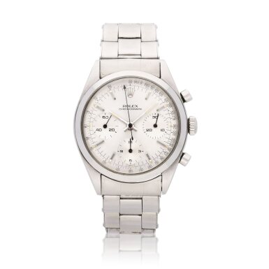 View full screen - View 1 of Lot 19. Reference 6238 'Pre-Daytona' | A stainless steel chronograph wristwatch with bracelet, Circa 1964.