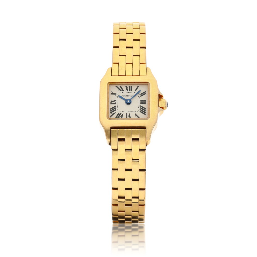 View full screen - View 1 of Lot 8308. Santos Demoiselle, Reference 2855 | A pink gold wristwatch with bracelet, Circa 2010 | 卡地亞 Santos Demoiselle 型號2855 | 粉紅金鏈帶腕錶,約2010年製.