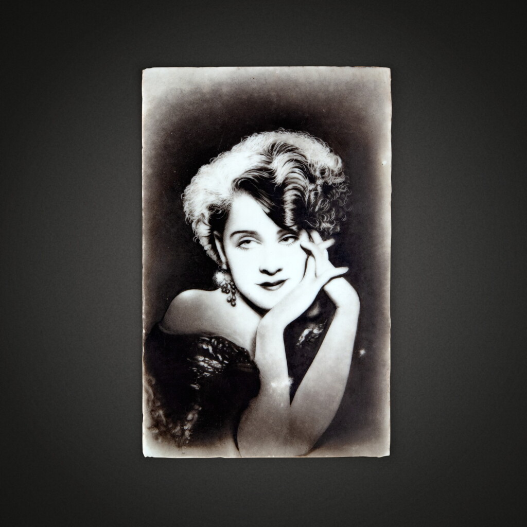 View full screen - View 1 of Lot 615. A rare grisaille-painted porcelain portrait of Norma Shearer, Republic period | 民國 墨彩瑙瑪•希拉畫像瓷板.