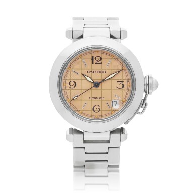 View full screen - View 1 of Lot 8029. Pasha, Reference 2324 | A stainless steel wristwatch with date and bracelet, Circa 2000 | 卡地亞 | Pasha 型號2324 | 精鋼鏈帶腕錶,備日期顯示,約2000年製.