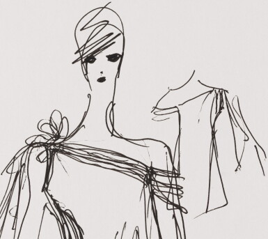 View full screen - View 1 of Lot 38. An original sketch for fashion | Croquis de mode original.